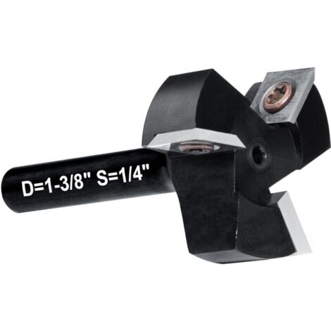 Fraise à Surfacer Tige 1/4'' Défonceuse, Fraise de Rabotage avec Diamètre de Coupe de 1-3/8'', Fraise a Raboter cmt avec 3 Lames, Fraise CNC pour bois réversible