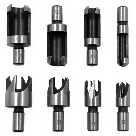 Fraise Bouchonner Bois Lot de 8 Mèche Bouchon Bois Foret Faire Cheville Outil de Coupe pour Faire une Bois Bouchon Cheville Tourillon Goujon Tenon Dowel