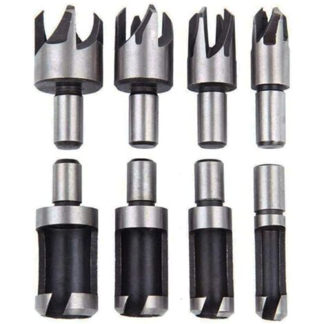 Fraise Bouchonner Bois Lot de 8 Mèche Bouchon Bois Foret Faire Cheville Outil de Coupe pour Faire une Bois Bouchon Cheville Tourillon Goujon Tenon Dowel MINKUROW