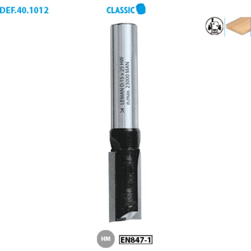 Leman - Mèche à rainer droite pour défonceuse D.14 x 40 mm queue 12 mm
