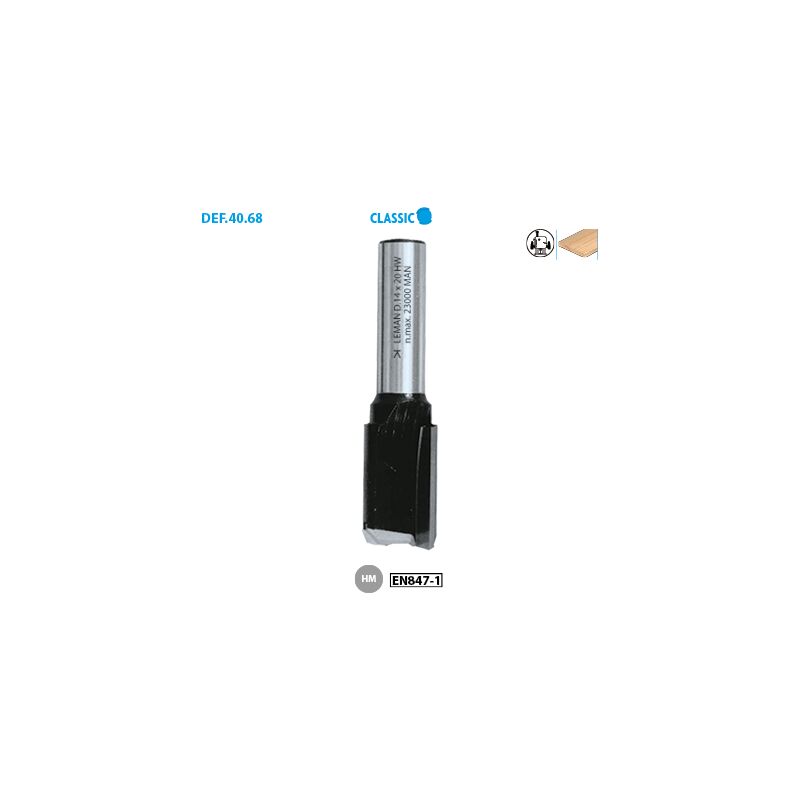 Leman - Mèche à rainer droite Classic ø 14 ø Queue 6 Long. 55 Long. Utile 20 Nbr coupes 2+1