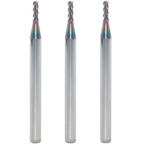 Fraise carrée en carbure de tungstène de 2 mm pour applications aluminium et cuivre, 3 dents, longueur 50 mm, queue de 4 mm, revêtement DLC, fraises CNC (3 pièces)