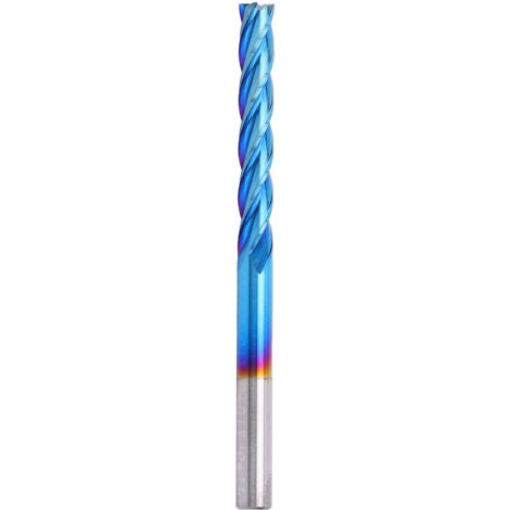 Fraise CNC 4 dents revêtue NanoBlue en acier tungstène (3.175 x 3.175 x 22 mm)