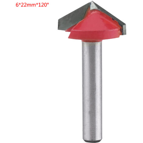 Fraise CNC en acier tungstène pour bois, outil de coupe V-Groove affûté, tige de 6mm (6x22mm, angle 120°)