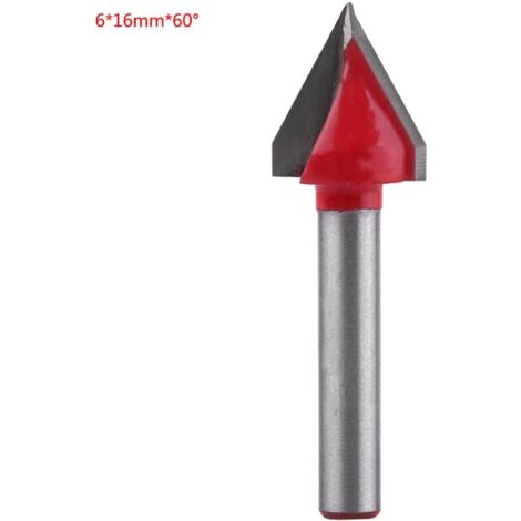 Fraise CNC pour le travail du bois en acier au tungstène, outil de coupe à rainure en V, arbre de 6mm (616mm60 °)