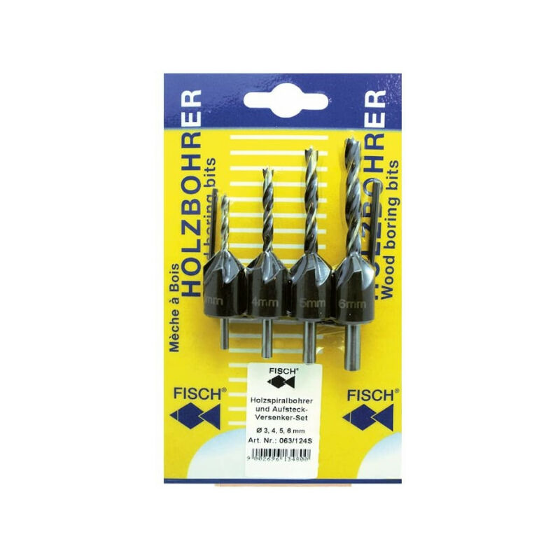 4 x foret bois + fraisoir 4 / 5 / 6 / 8 mm - Fisch