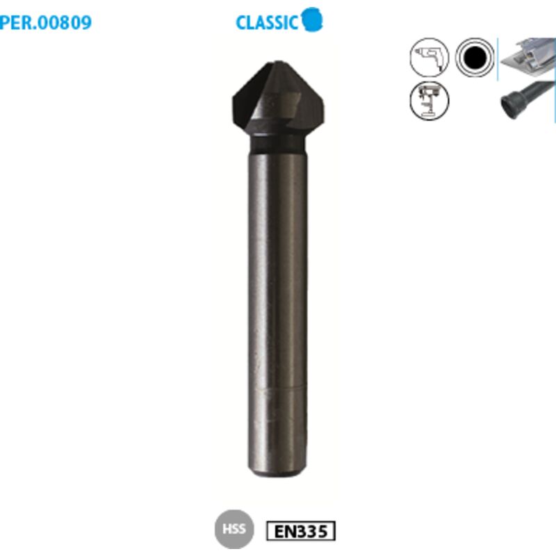 Fresa conica in metallo HSS Classic ø 12,4 ø Asta 8 Lunghezza 56mm