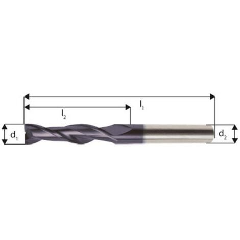 Fraise cylindrique extra longue, en carbure monobloc, Ø d1 - h10 : 3,0 mm, Long. totale I1 75 mm, Long. coupe l2 20 mm, Ø queue d2 - h6 : 3 mm