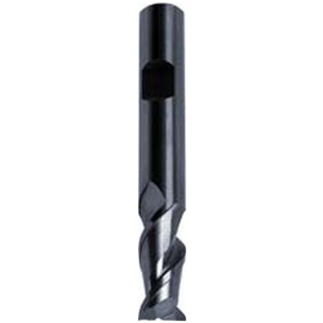 Fraise cylindrique longue, 2 dents, en carbure monobloc pour l'aluminium, Ø d1 - h10 : 5,0 mm, Long. totale l1 57 mm, Long. coupe l2 10 mm