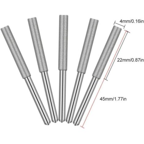 Fraise d'Affûteuse de Tronçonneuse,Diamant Affûteur de Tronçonneus,Têtes de Meulage en ,Pierre à Meuler pour Tronçonneuse,4 mm,pour Affûteur de Tronçonneuse ,5 Pièces