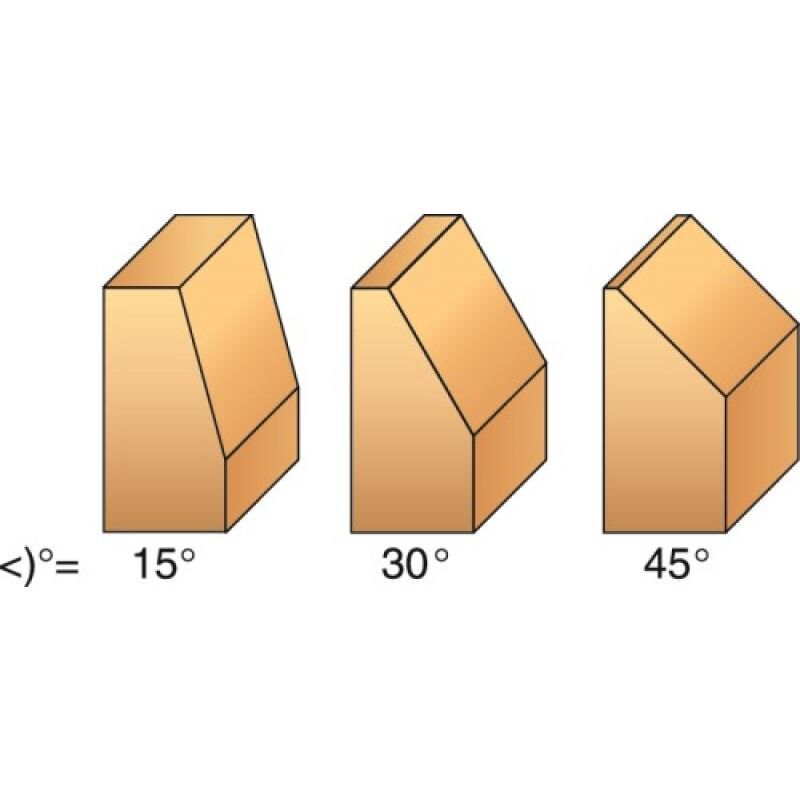 Leman - Fraise de défonceuse à plaquettes carbure brasées 2 coupes chanfrein, queue 6 mm, diamètre 24 mm, chanfrein 45°