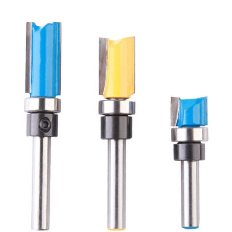 Fraise Defonceuse Droite, 3PCS 1/4&quot Mèches de Routeur en Bois de Carbure, D'embouts Toupie à Finition Affleurante à Motif, Outil de Fraise avec Roulement Supérieur Pour Menuisier Bricolage