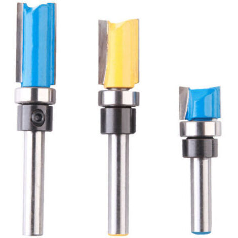 Fraise Defonceuse Droite, 3PCS 1/4&quot Mèches de Routeur en Bois de Carbure, D'embouts Toupie à Finition Affleurante à Motif, Outil de Fraise avec Roulement Supérieur Pour Menuisier Bricolage