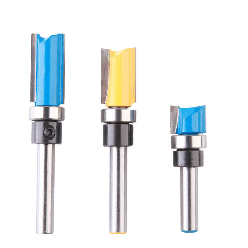 Fraise Defonceuse Droite, 3PCS 1/4" Mèches de Routeur en Bois de Carbure, D'embouts Toupie à Finition Affleurante à Motif, Outil de Fraise avec