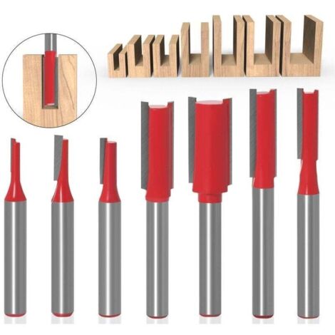 Fraise Droite Defonceuse. 7pcs Fraises à Défoncer Carbure De Tungstène Mèches De Routeur à Queue De 6 Mm Fraise De Fraisage Multifonction Outil De Travail Du Bois Pour Le Travail Du Bois