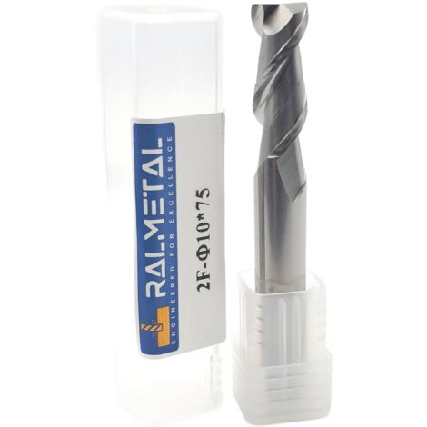 Fraise en aluminium VHM à 2 dents 10 x 25 x 75 mm 45 HRC