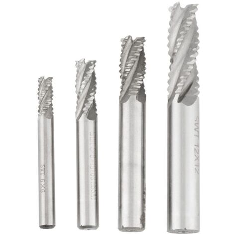 Fraise en bout d'ébauche HSS à 4 cannelures, fraise CNC M6 /M8 /M10 /M12, 4 pièces