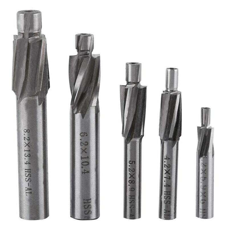 Prenfle - Jeffergarden gloglow 5pcs Fraise en Bout Fraise, Fraise Fente forets Fraises rotatives cnc Set Outil M3-M8 4 Flûtes hss-al pour cuivre,