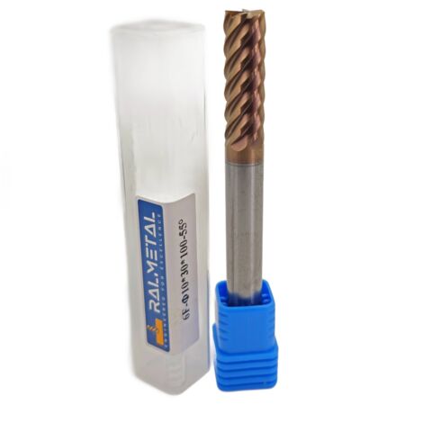 Fraise en carbure monobloc 6 dents 10 x 30 x 100 mm TiSiN 55 HRC