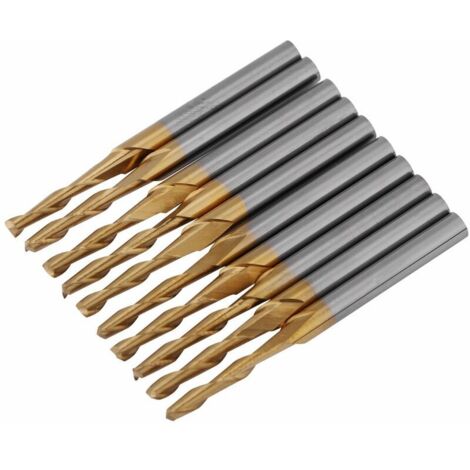 Fraise enduite de titane de carbure de tungstène Fraise à deux dents Ensemble de fraises rotatives CNC 3.175mm Shank Diamètre de coupe de 2mm-