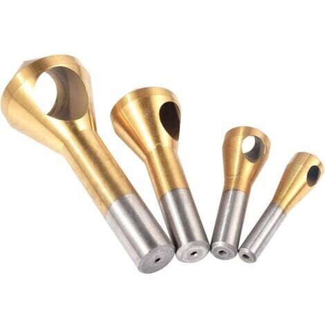 Fraise monobloc en acier haute vitesse 4Pcs, foret à ébavurer réglé pour le métal, angle à 90 degrés, queue ronde 6/8/10/12mm, 2-5, 5-10, 10-15, 15-20mm Diamètre (or)