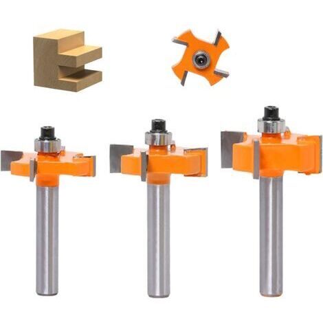 Fraise pour défonceuse 8mm –Set de 4 lames en acier allié –Conception anti-recul pour joints à rainure et languette –Compatible bois dur