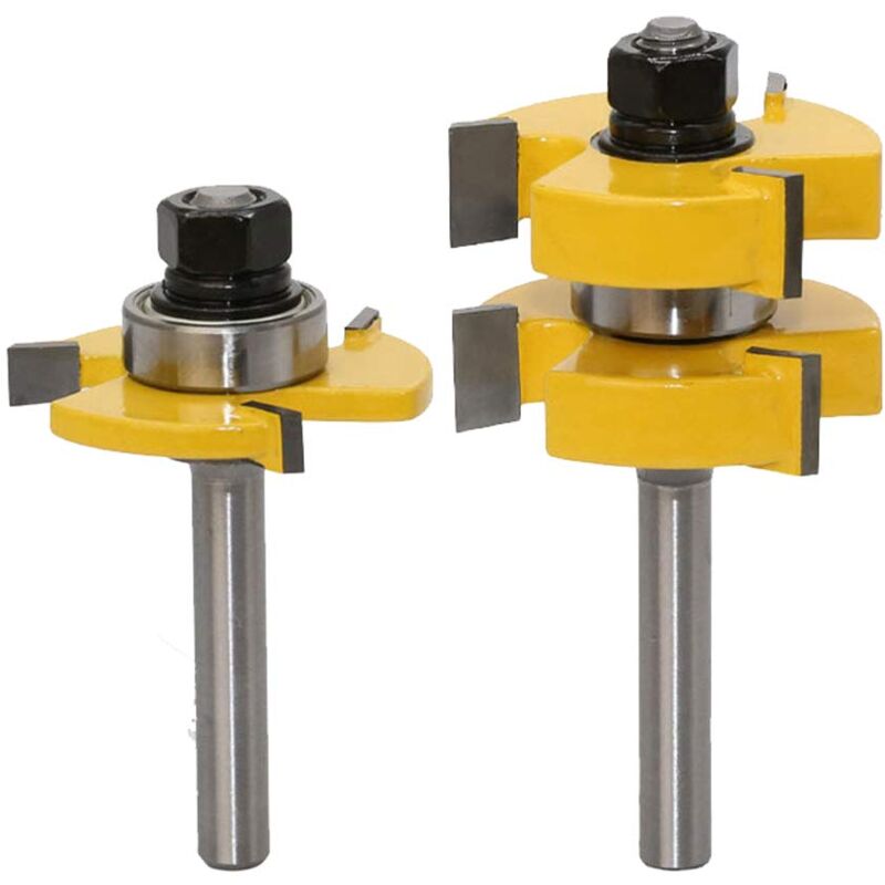 Ineasicer - Fraise pour défonceuse, affleureuse et toupie,Jeu de 2 couteaux à percussion à rainure et à languette 8-manche Jeu de couteaux en forme