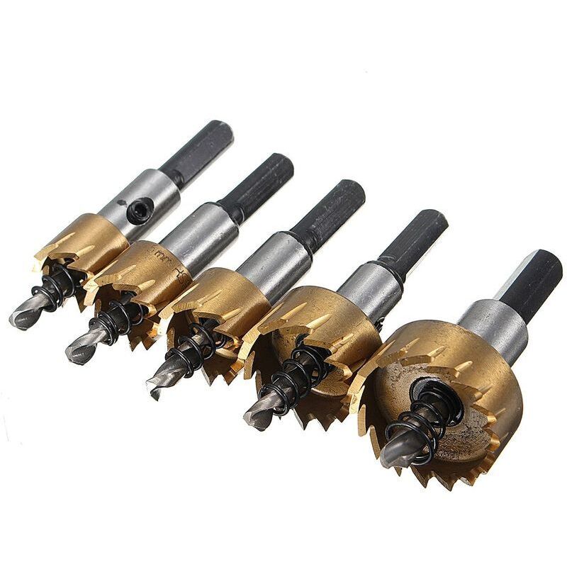 Fraise pour perceuse, 5pcs Kit 16-30MM hss Forets Scie Cloche Trou Fraise Perceuse Cobalt 6542 Haute Vitesse Acier Metal Bois Métal - RWFraise pour