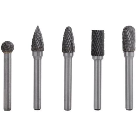 Fraise pour perceuse　5 Fraises en Acier au Tungstène Meulage Fraise 6mm Tige 10mm Tête Fraise Rotative Kit Fraises Rotatives en Carbure de Tungstène Fraises en carbure extrêmement polyvalentes-RAPANDA