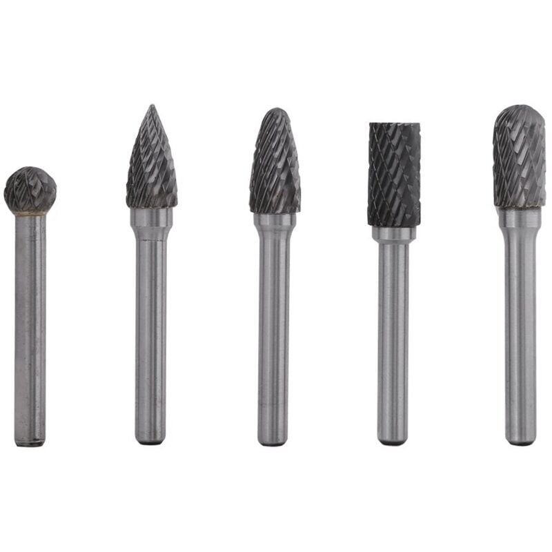 Rapanda - Fraise pour perceuse 5 Fraises en Acier au Tungstène Meulage Fraise 6mm Tige 10mm Tête Fraise Rotative Kit Fraises Rotatives en Carbure de