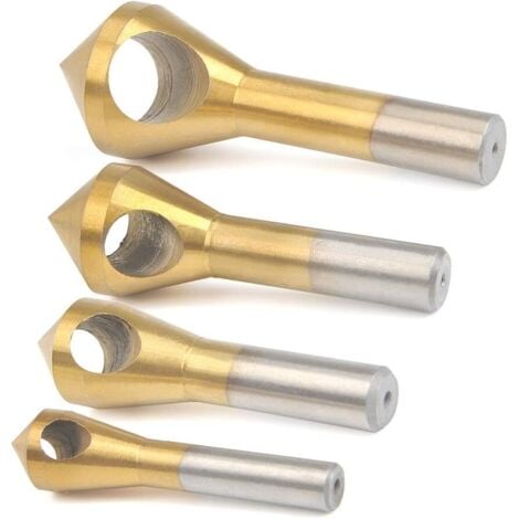 LANGRAY Fraise pour perceuse Fraise à Chanfreiner 4Pcs Foret Conique Chanfreinage Set Fraise Conique d'ébavurage pour Couper en Métal Bois et Plastique-RAPANDA