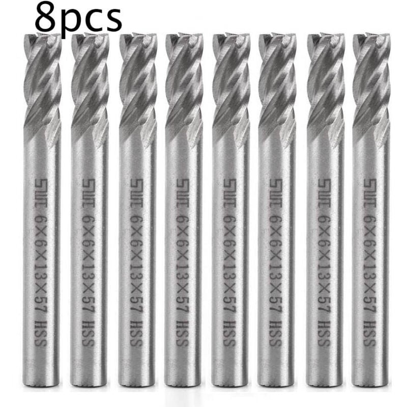 Ugreat - Fraise pour perceuse,Promotion, 8pcs Fraises Tours à Tige Droite 8mm hss Metal Outil de Coupe Fraise 4 Flûtes Gravure Machine à Fraiser cnc