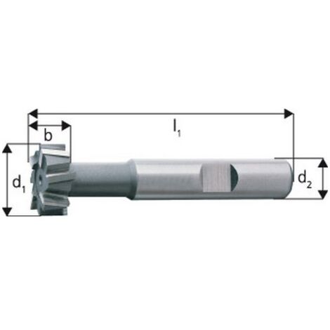 Fraise pour rainures en T, Ø x Larg. : d1-d11 x b - d11 : 18,0 x 8 mm, Long. totale l1 70 mm, pour rainures en T, DIN 650 10, Ø de col env. : 7,2 mm