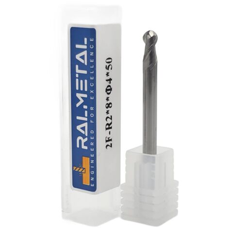 Fraise sphérique pour aluminium, VHM, Fi4, R2 x 8 x 50 mm