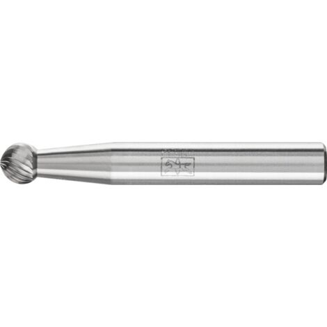 Fraise sur tige de 6 mm, en carbure, forme sphérique KUD, denture 5, Forme : KUD 0605, Ø de la tête 6 mm, Long. de tête 5,4 mm, Long. totale : 45 mm