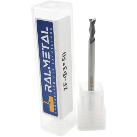 Fraise VHM pour aluminium 2P 3 x 8 x 3D x 50 mm 45 HRC