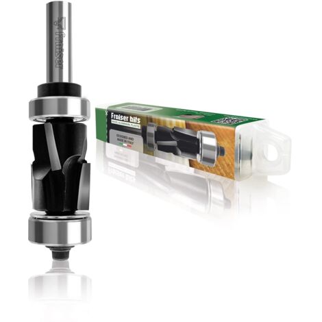 Fraiser fresa per rifilare a compressione UP/DOWN cut con cuscinetto superiore e inferiore – gambo 8mm, altezza taglio 25,4mm – per fresatrice verticale e rifilatore – legno e laminati