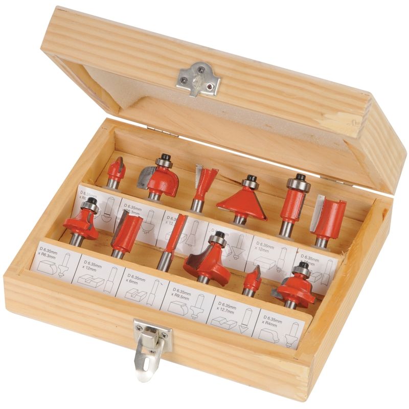 Coffret De 12 Fraises À Défoncer Tct 1/4 Silverline 792084