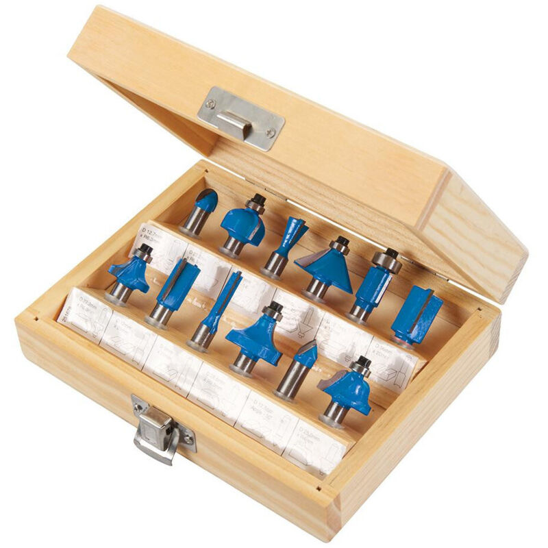 Silverline - coffret de 12 fraises à défoncer tct de 8 mm 251678