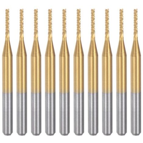 Fraises à graver en carbure de titane, 10 pièces, fraises CNC pour machine à PCB, tige de 1/8 pouce, 1,2 mm