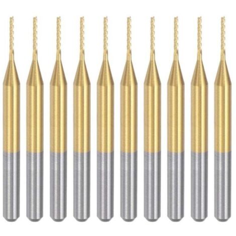 Fraises à graver en carbure de titane, 10 pièces, fraises CNC pour machine PCB, tige de 0,8 mm, revêtement en titane
