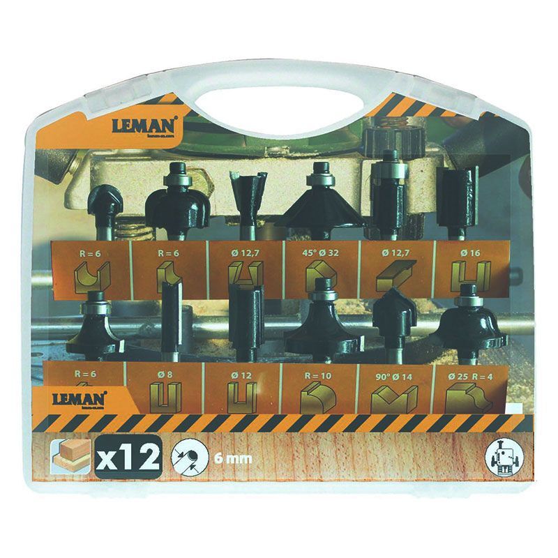 Leman - Coffret 12 mèches de défonceuse queue 6mm - 416.700.12
