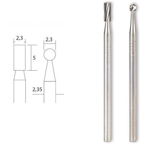 Fraises en métal renforcé embouts rond et cylindrique - Proxxon