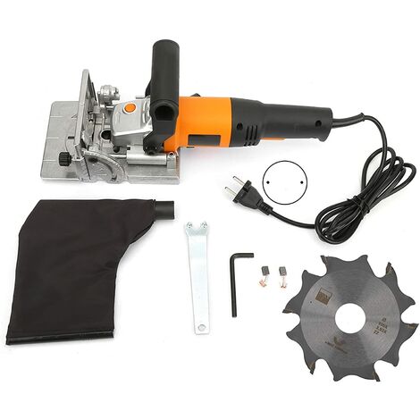 Fraiseuse à Lamelles 760W 11600rpm, Réglage de Angle 0~90°, Kit d'Affleureuse à Bois Défonceuse Électrique, Menuisier Électrique en Bois de Biscuit (EU Plug 220V)