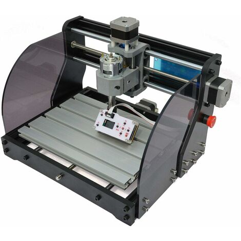 Fraiseuse/graveuse CNC 3018-Pro Machine de gravure laser avec cadre en aluminium Commande ER11GRBL Contrôleur hors ligne Interrupteur d'arrêt d'urgence et panneaux de protection en acrylique