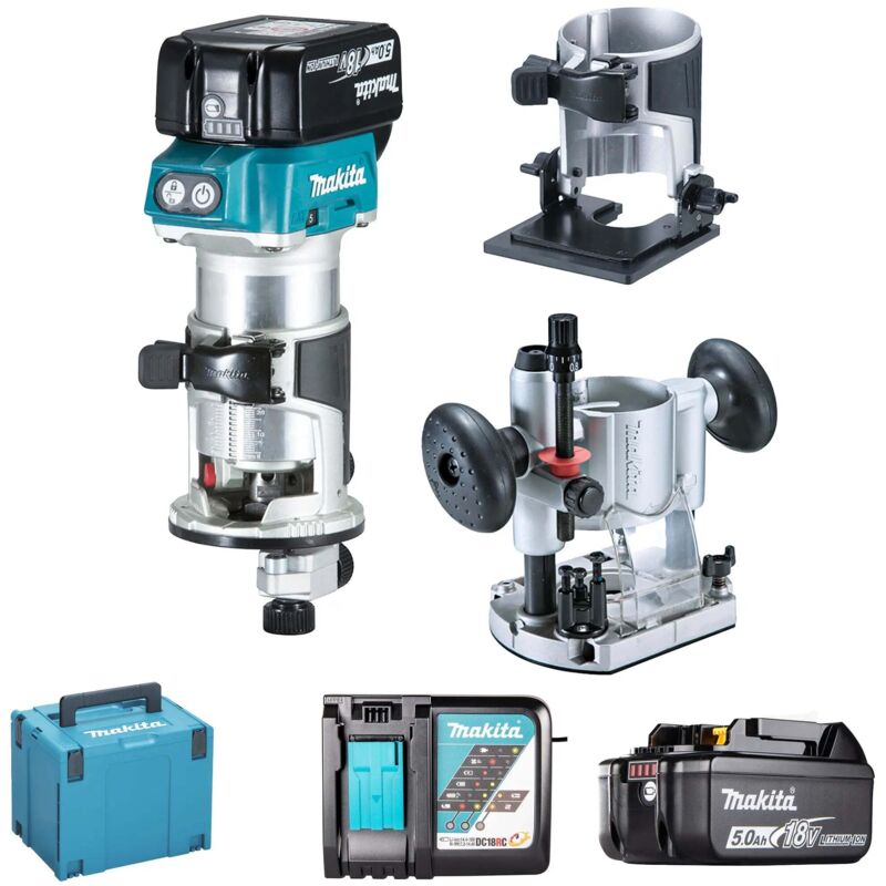 Affleureuse Makita DRT50RTJX2 – 18V Brushless, 4 Bases Interchangeables - vue 3