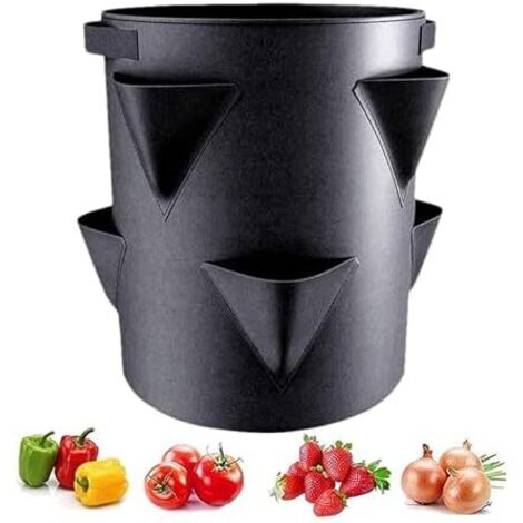 Fraisier Hauteur, 7 Gallon Pot Montant, 6 Poches Sac De Plantation Fraise,Portable Convient À Une Utilisation Intérieure Et Extérieure -