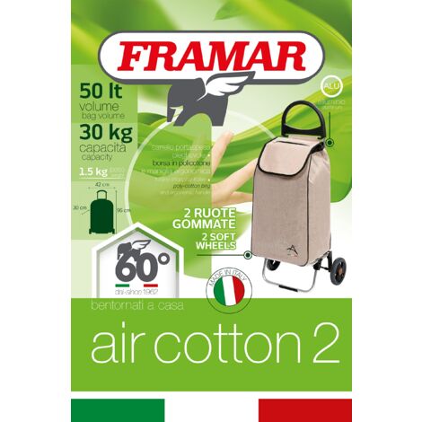FRAMAR AIR COTTON 2 - Carrello portaspesa 2 ruote in cotone ecologico