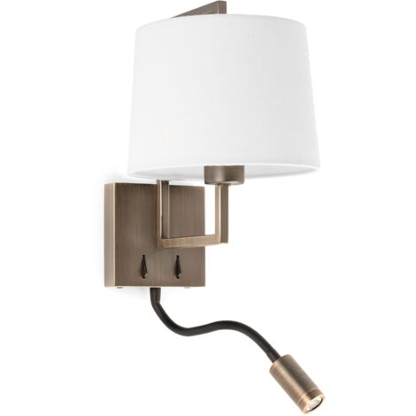 FRAME Aplique de pared oro viejo mate/blanca con lector LED 20173-01