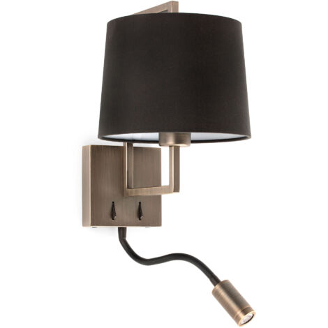 FRAME Aplique de pared oro viejo mate/negra con lector LED 20173-03